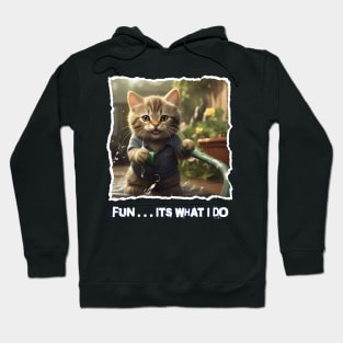 CAT PLAYING WITH THE GARDEN HOSE HAVING FUN Hoodie